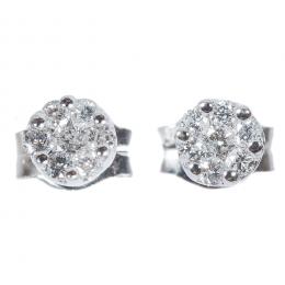 77   -  <p><span class="object_title">Pendientes rosetón en oro blanco con diamante talla brillante engastado en garras, 0,10 ct aprox. 0,90 gr. </span></p>