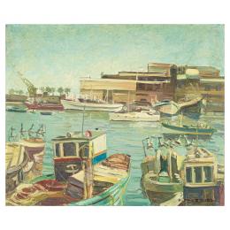 256   -  <p><span class="object_title">Pascual Fresquet (Barcelona, 1930) <br/>Puerto pesquero de la Barceloneta. Barcelona.  </span>.<br></p>