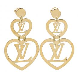 2   -  <p><span class="object_title">Pendientes largos diseño corazones con logotipo de Louis Vuitton en oro. 3,35 gr. 3,7 cm. </span></p>