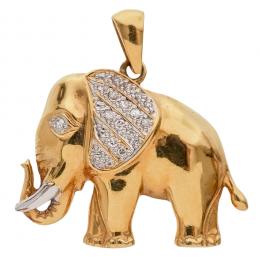 52   -  <p><span class="object_title">Colgante diseño elefante en oro bicolor con diamantes talla brillante engastados en garras, 0,08 ct aprox. 5,42 gr. </span></p>