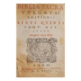 504   -  <p><span class="object_title">Libro: "Biblia Sacra. Vulgatae". Editionis Sixti Quinti. Pont. Max. Iussu recognita atque edita. Roma, Ex Typographia Apostolica Vaticana, 1593.</span>.<br></p>