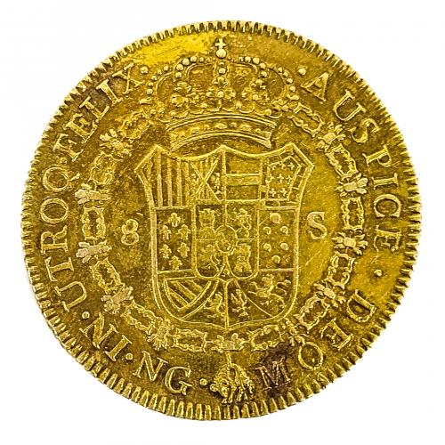 Moneda en oro 8 escudos. Carlos IV. Guatemala, 1794. Muy be