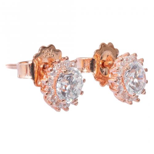 Pendientes en oro rosa con diamantes talla brillante engast