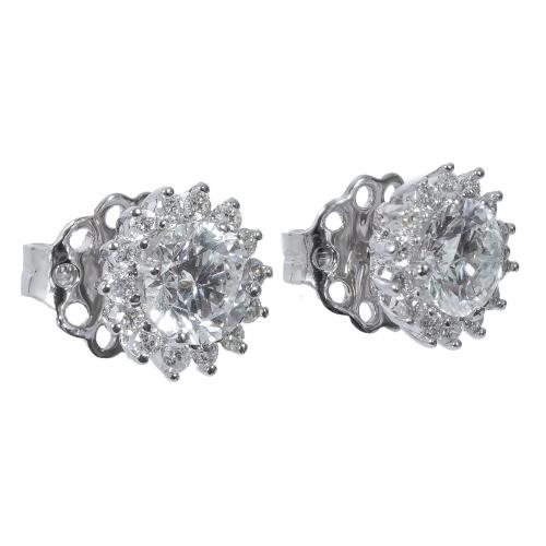 Pendientes en oro blanco con diamantes talla brillante enga