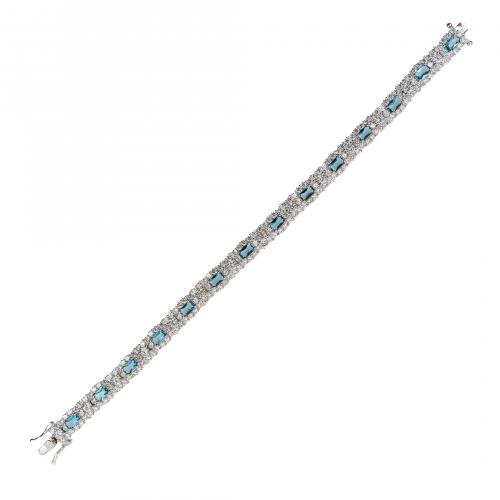 Pulsera articulada en plata con símiles de zafiro azul tall